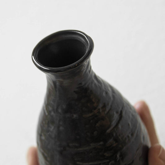 MEC-B4.Bình Sake gốm đen